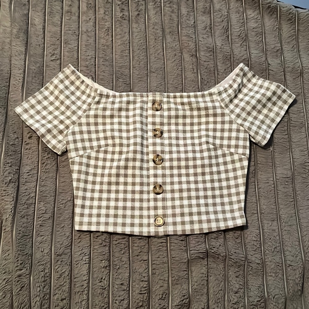 Derek Heart plaid crop top